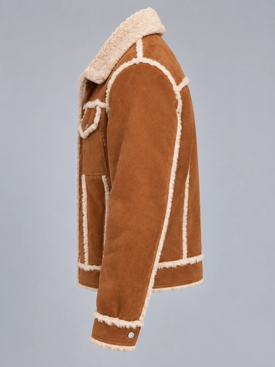 Men's Shearling Brown Style Fur Out leather Jacket