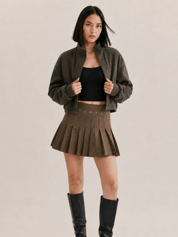 Women's Khaki Brown Ryder Suede Jacket