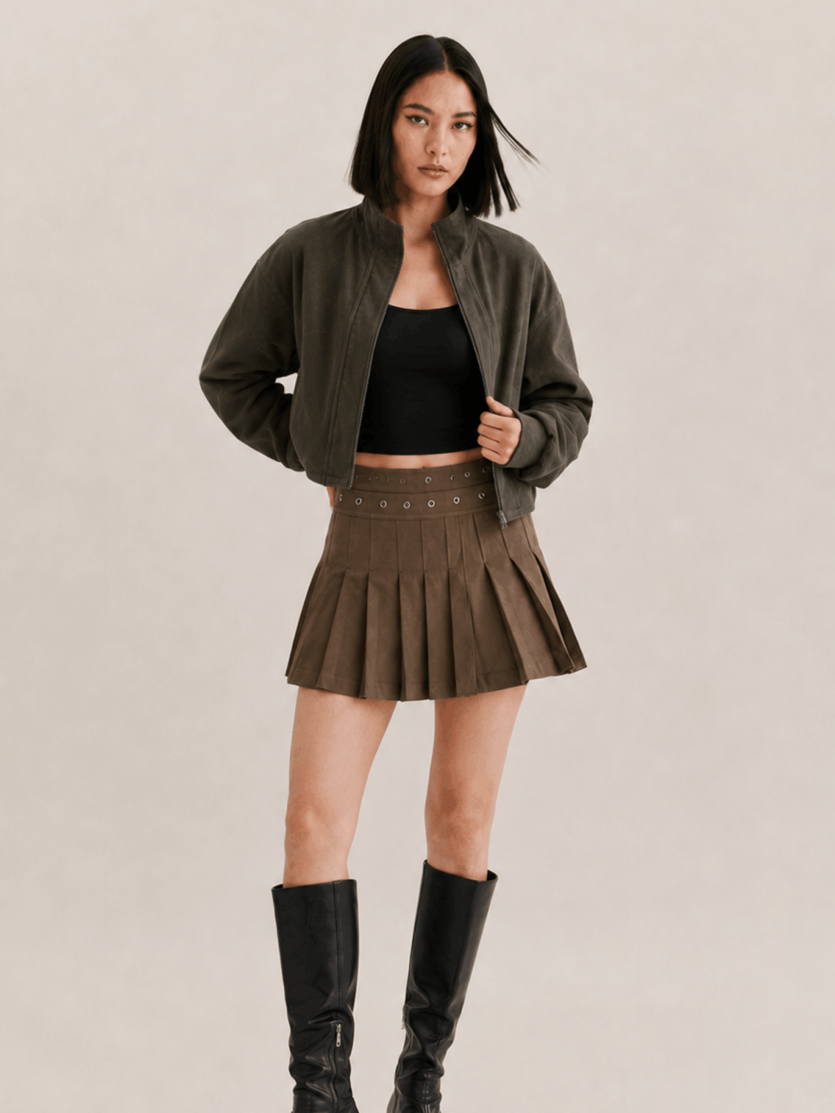 Women's Khaki Brown Ryder Suede Jacket