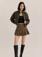 Women's Khaki Brown Ryder Suede Jacket