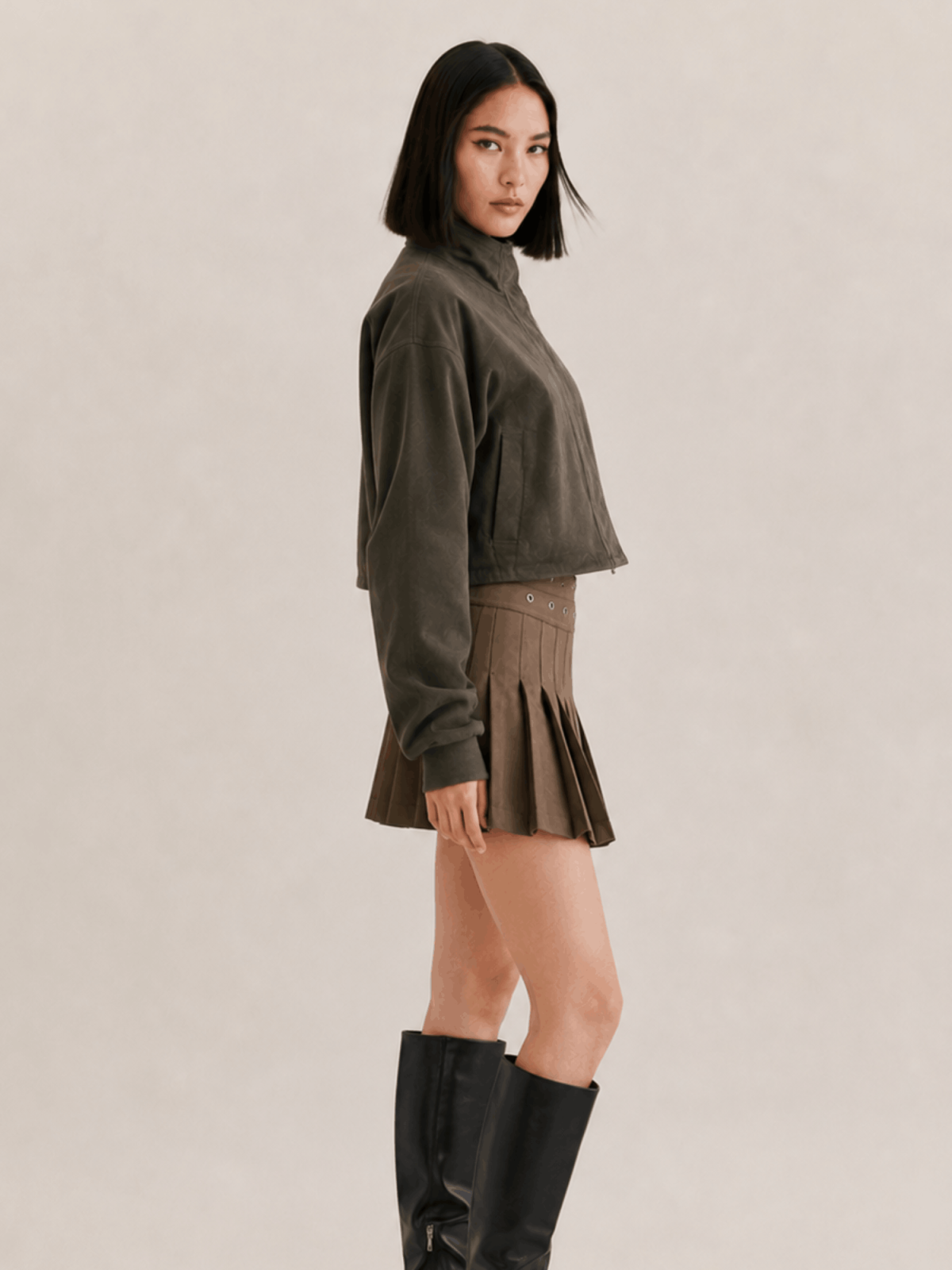 Women's Khaki Brown Ryder Suede Jacket