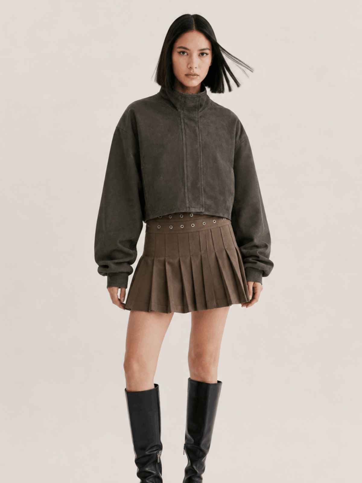 Women's Khaki Brown Ryder Suede Jacket