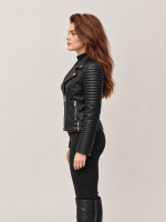 Women's Black Leather Biker Jacket