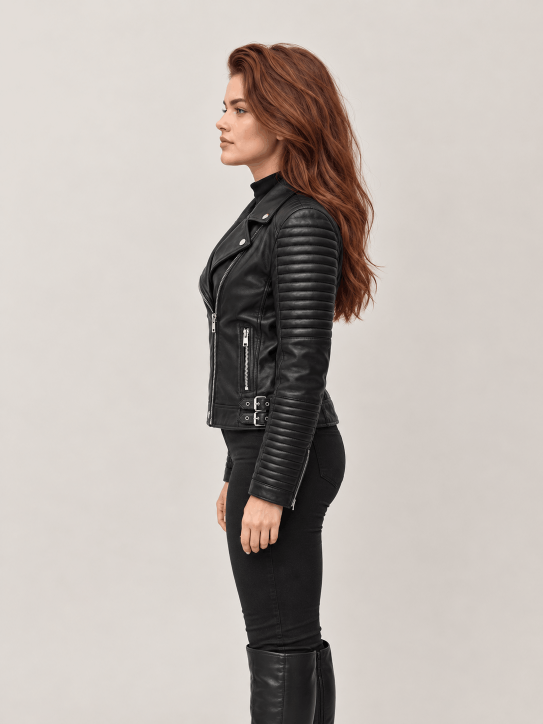 Women's Black Leather Biker Jacket