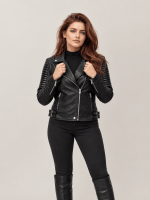 Women's Black Leather Biker Jacket