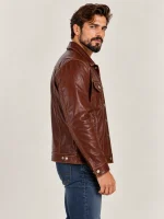 Men's Pinnacle Vintage Trucker Cowhide Leather Jacket