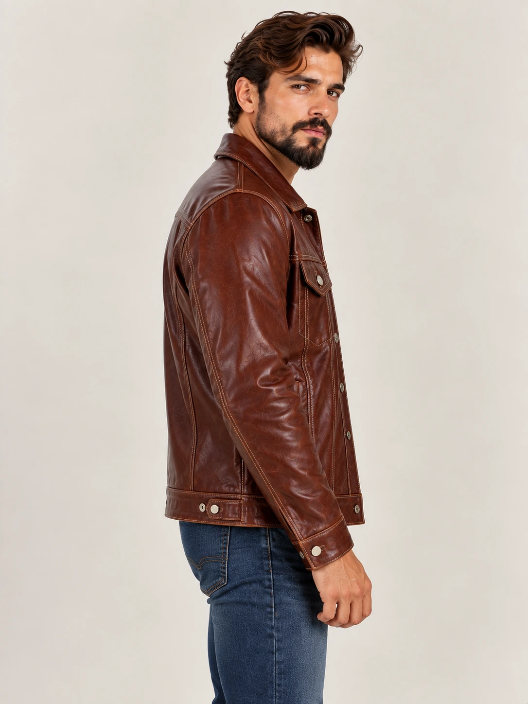 Men's Pinnacle Vintage Trucker Cowhide Leather Jacket