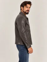 Men's Brown Vintage Trucker Cowhide Leather Jacket