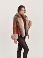 Women's Brown Shearling Cognac Leather Jacket