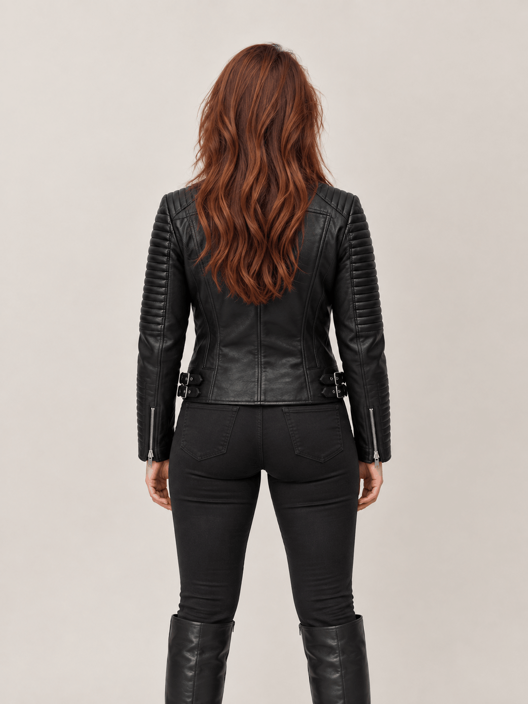 Women's Black Leather Biker Jacket