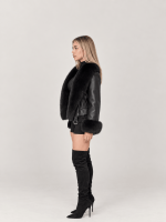 Women's Black Shearling Leather Biker Jacket