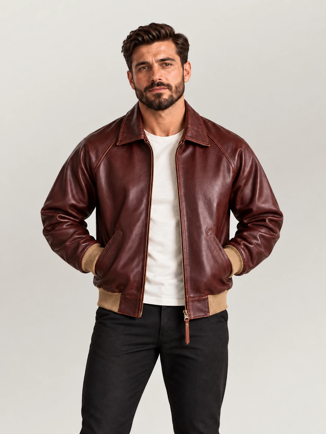 Men's Cognac Cowhide Leather Jacket