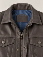 Men's Brown Vintage Trucker Cowhide Leather Jacket