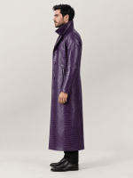 Men's Joker Purple Faux Leather Trench Coat