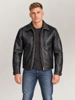 Men's Black Classic Americana Cowhide Bomber Jacket