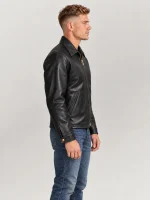 Men's Black Classic Americana Cowhide Bomber Jacket
