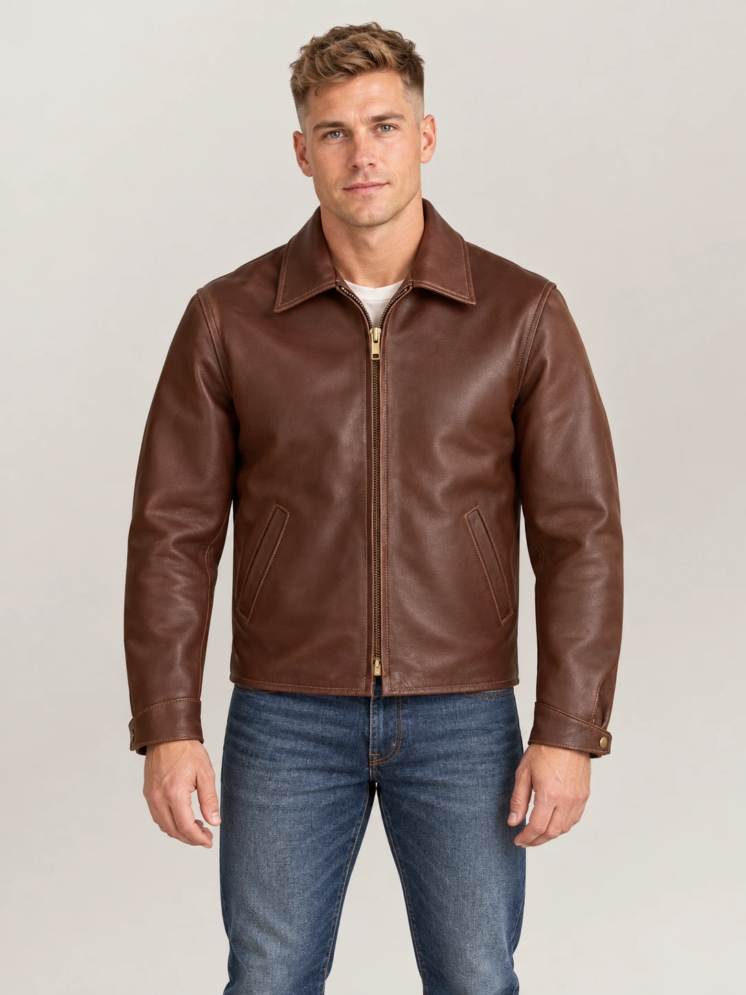 Men's Classic Americana Cowhide Bomber Jacket