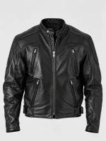 Men's Premium Quality Leather Motorcycle Jacket with Zipper Air Vents