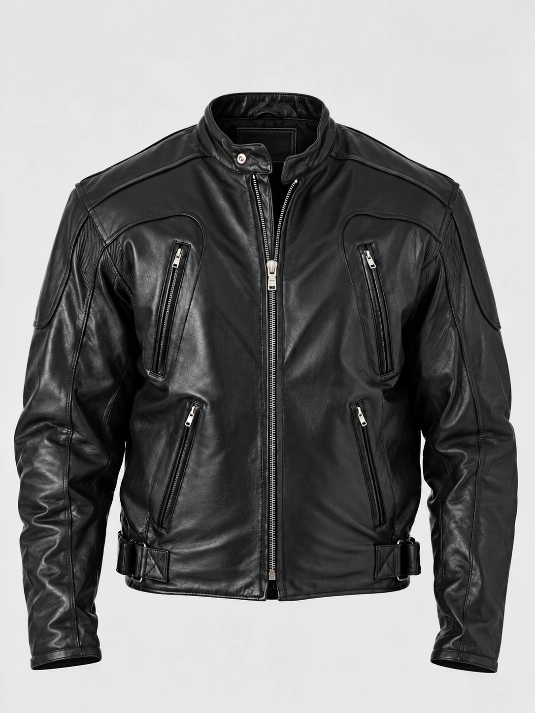 Men's Premium Quality Leather Motorcycle Jacket with Zipper Air Vents