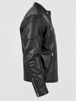 Men's Premium Quality Leather Motorcycle Jacket with Zipper Air Vents