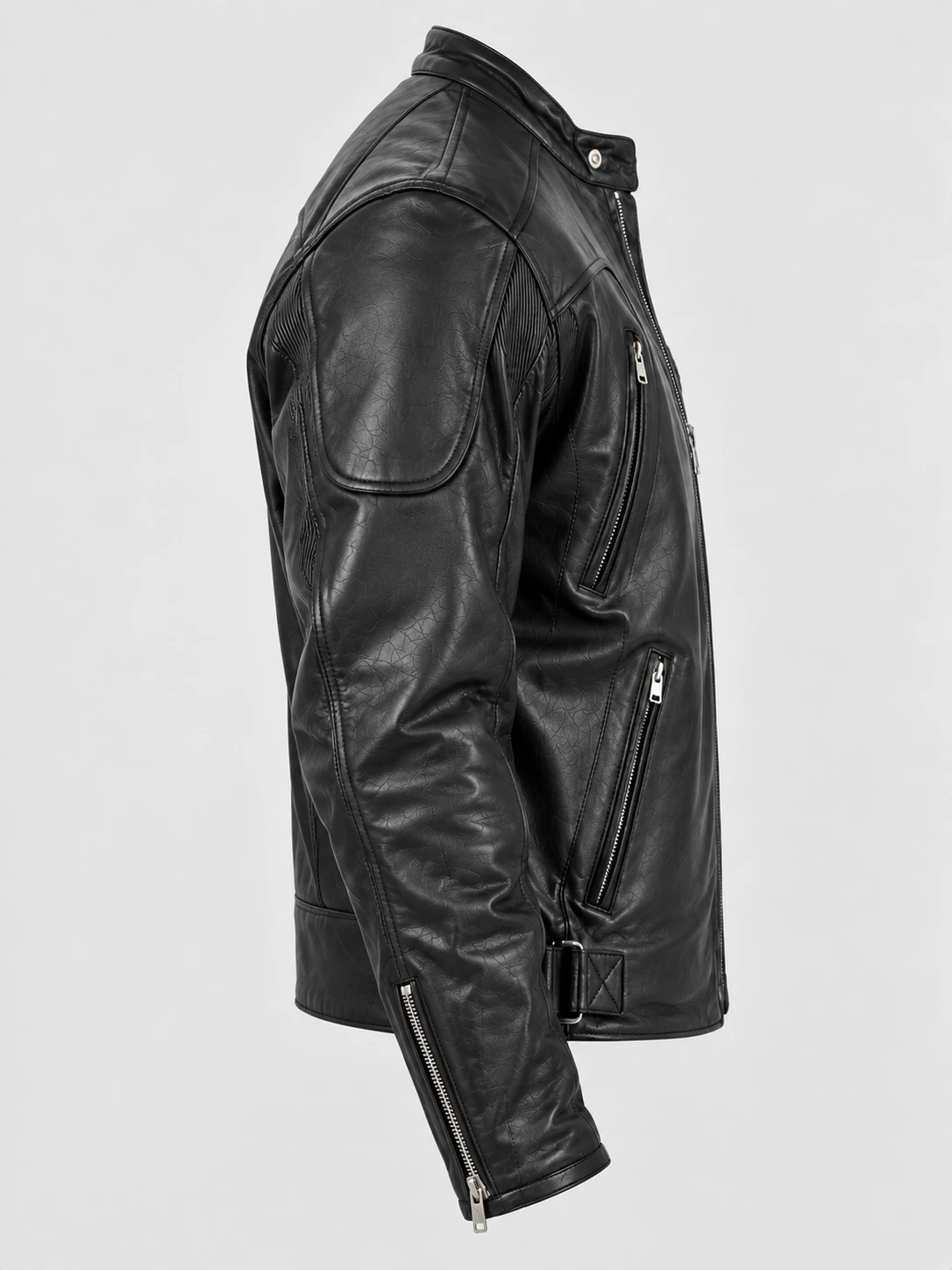 Men's Premium Quality Leather Motorcycle Jacket with Zipper Air Vents