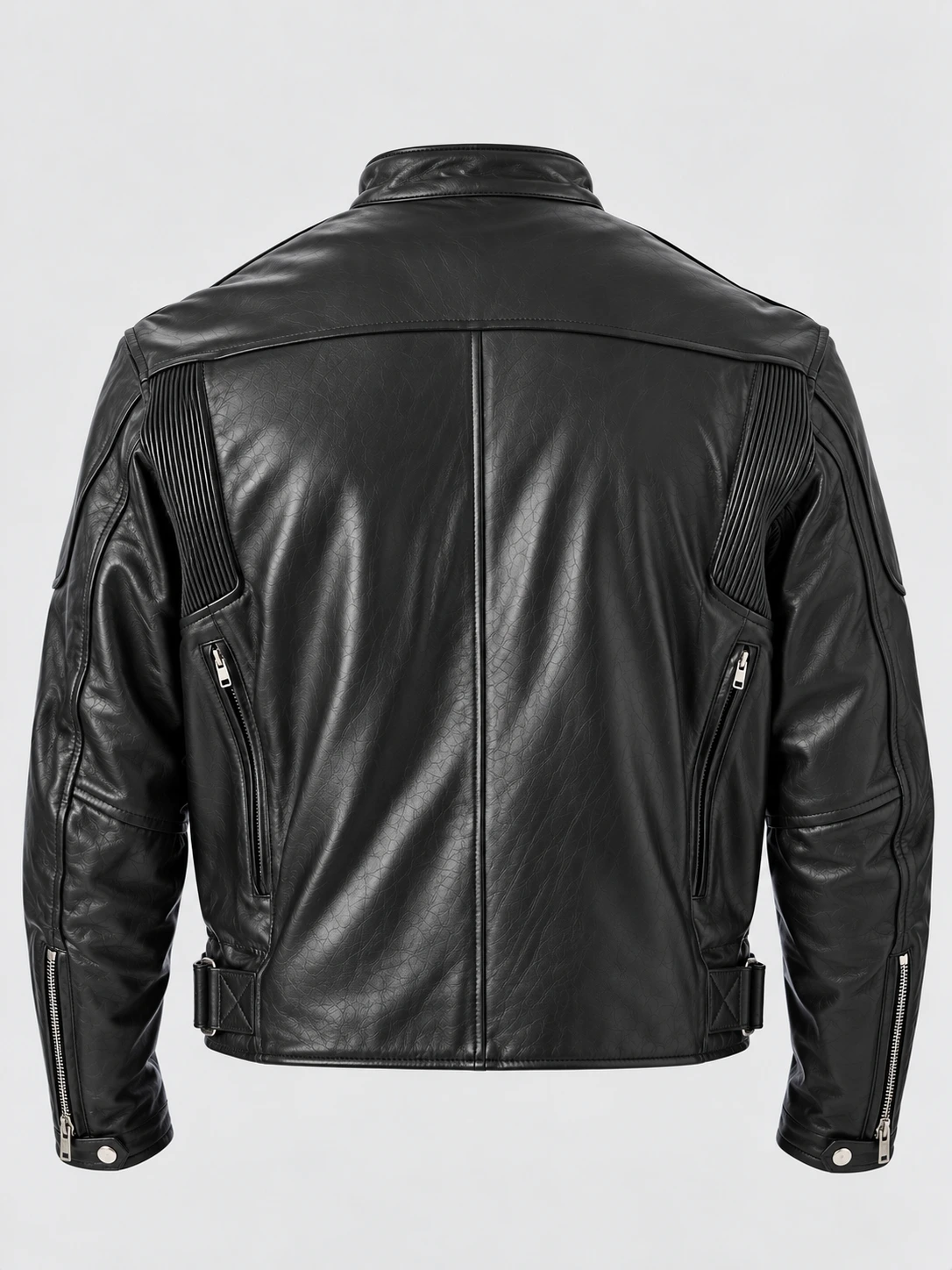Men's Premium Quality Leather Motorcycle Jacket with Zipper Air Vents