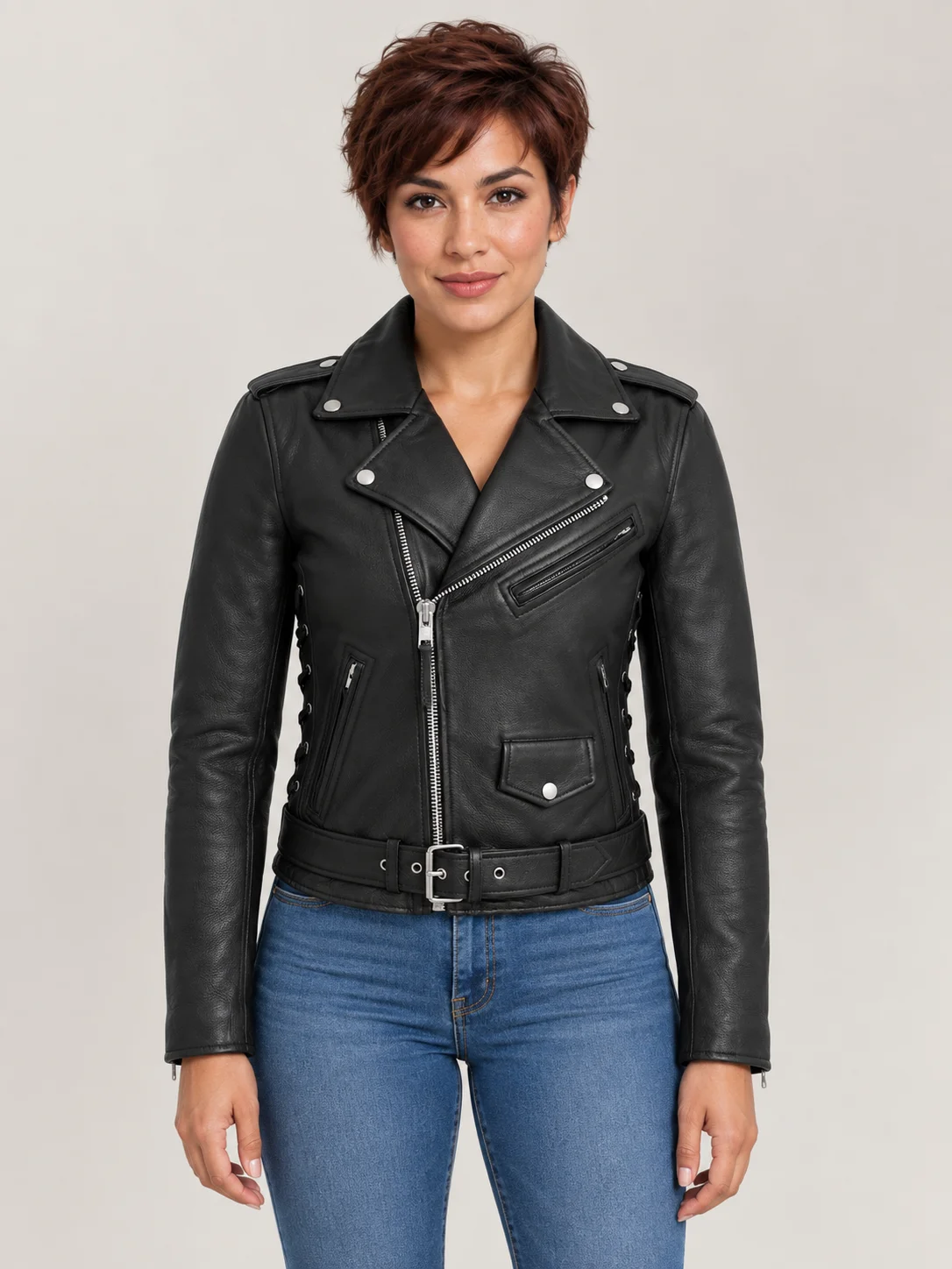 Women's Naked Classic Motorcycle Leather Jacket