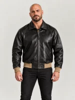 Men's Black Cowhide Leather Jacket