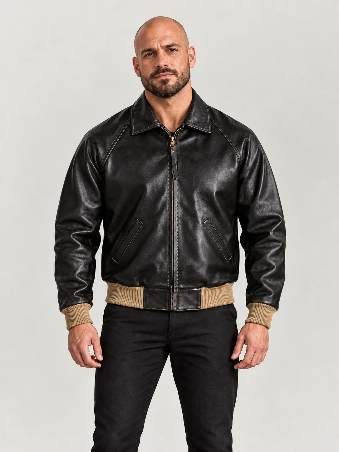 Men's Black Cowhide Leather Jacket