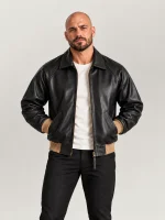 Men's Black Cowhide Leather Jacket