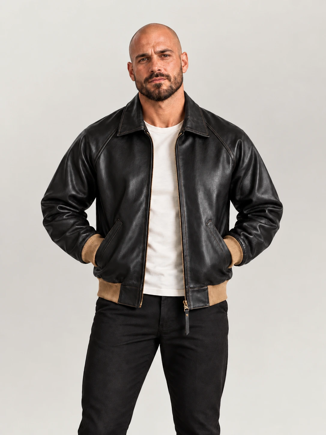Men's Black Cowhide Leather Jacket