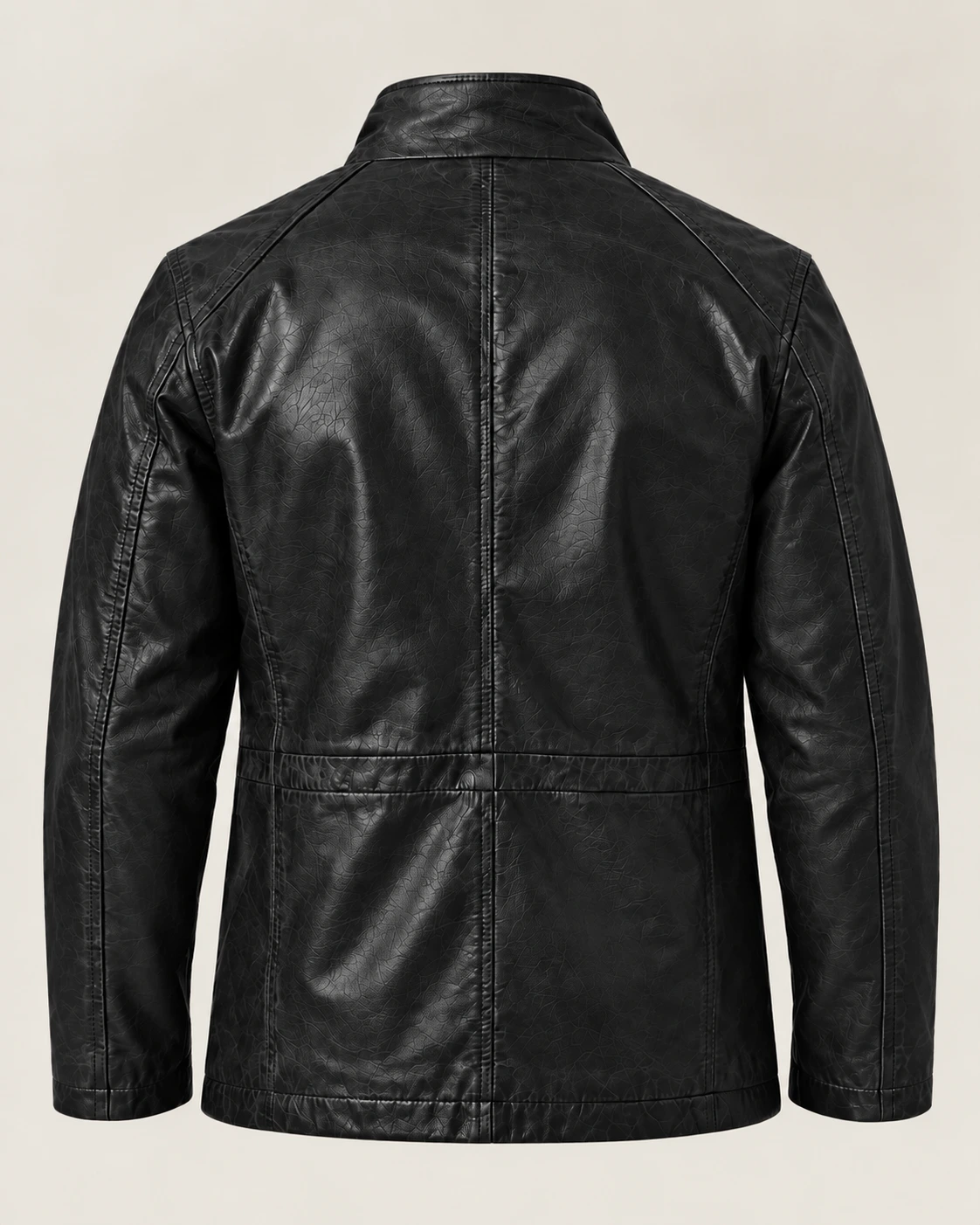 Men's Black Washed Car Coat with Contrast Placket