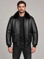 Men's Premium Leather Aviator Bomber Jacket