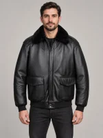 Men's Premium Leather Aviator Bomber Jacket