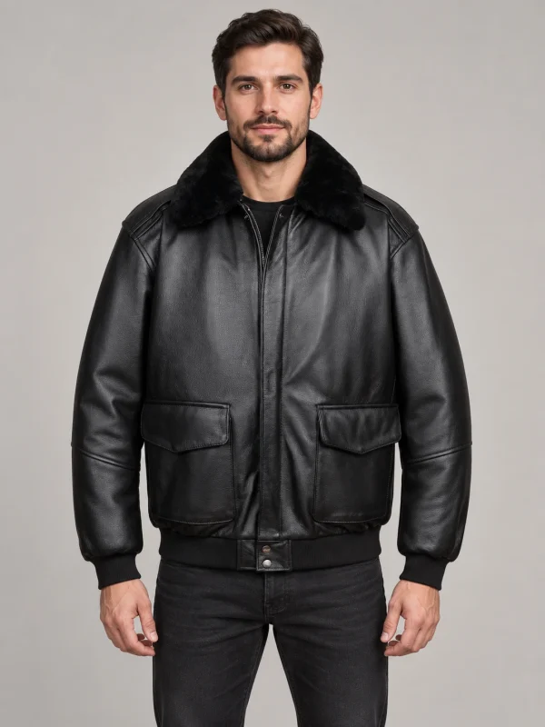 Men's Premium Leather Aviator Bomber Jacket