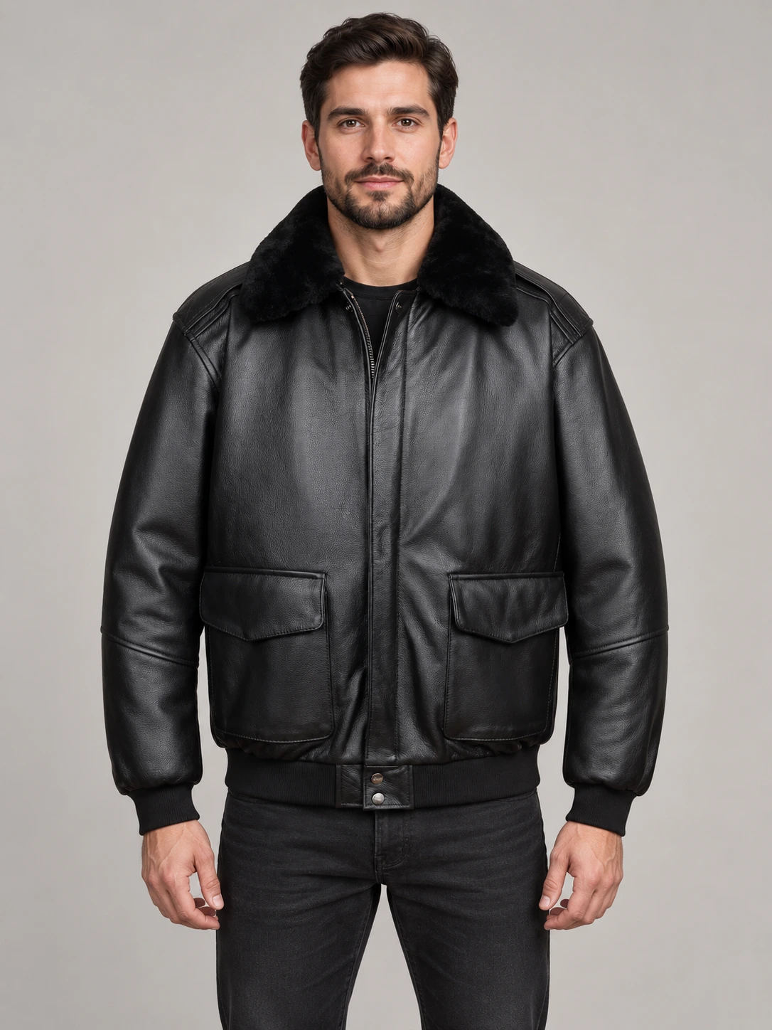 Men's Premium Leather Aviator Bomber Jacket