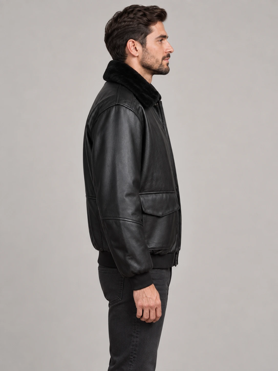 Men's Premium Leather Aviator Bomber Jacket