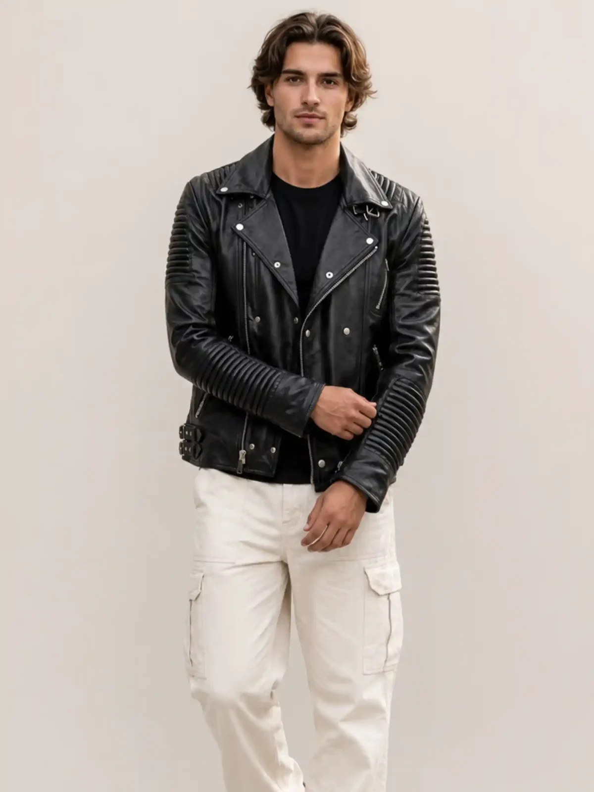 Men's Ribbles Biker Leather Jacket