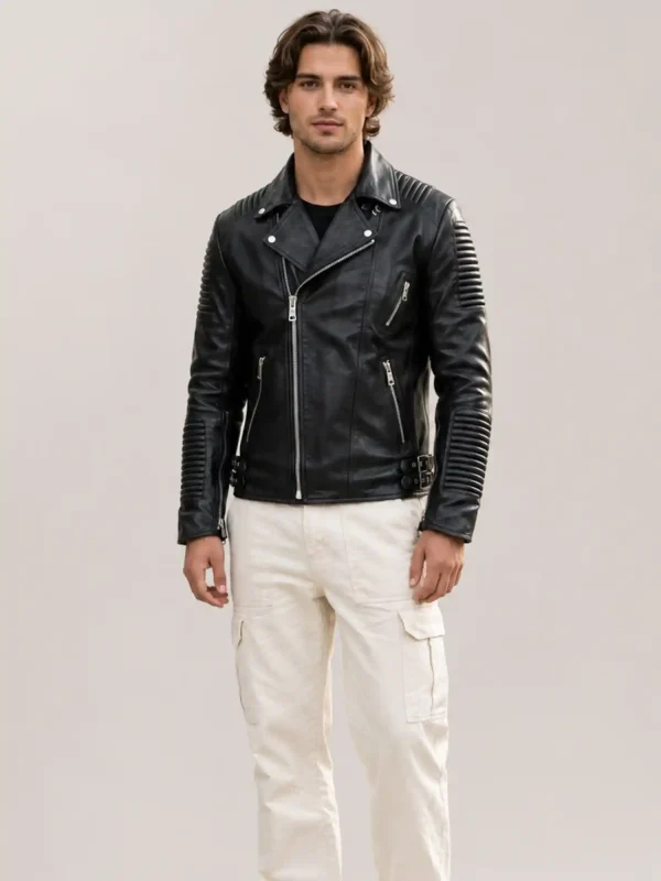 Men's Ribbles Biker Leather Jacket