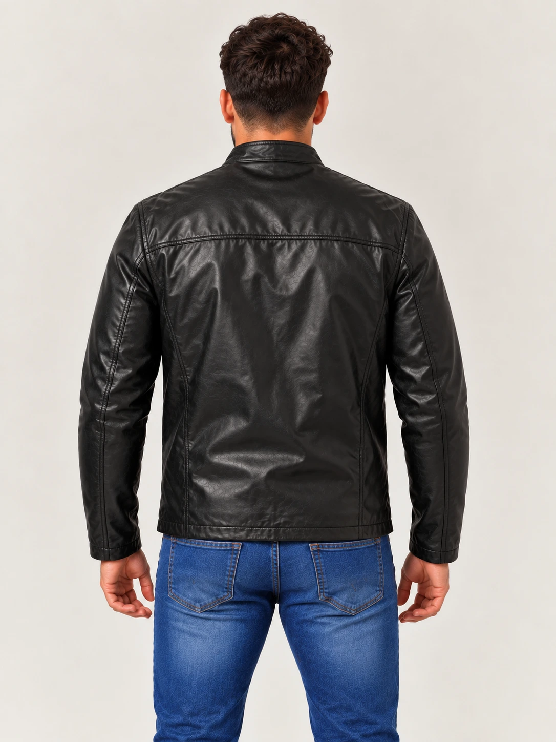 Men's Black Lucio Leather Bomber Jacket