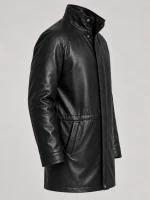 Men's Black Classic leather Car Coat