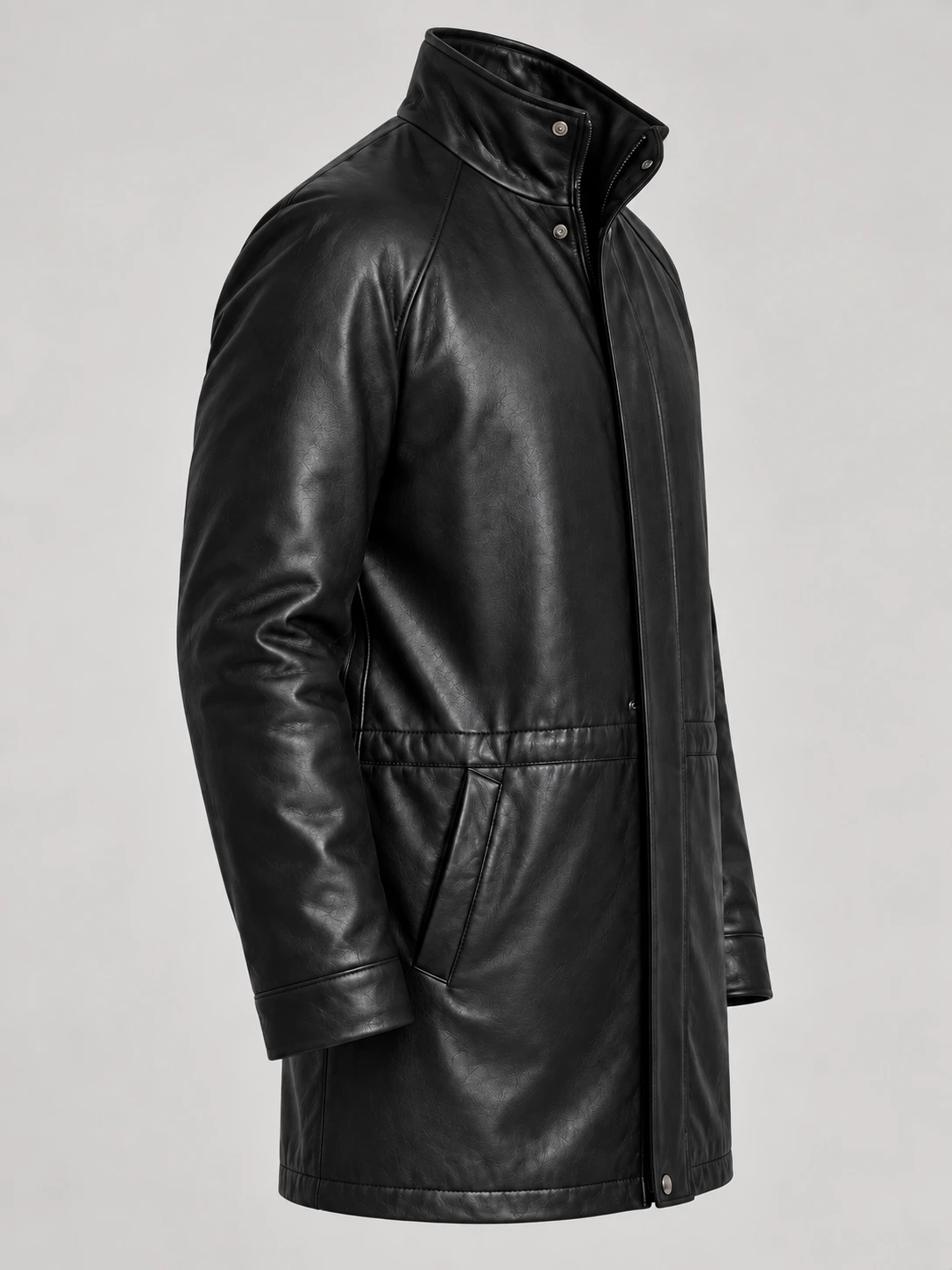 Men's Black Classic leather Car Coat