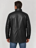 Men's Black Classic leather Car Coat