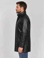 Men's Black Classic leather Car Coat