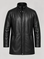 Men's Black Classic leather Car Coat