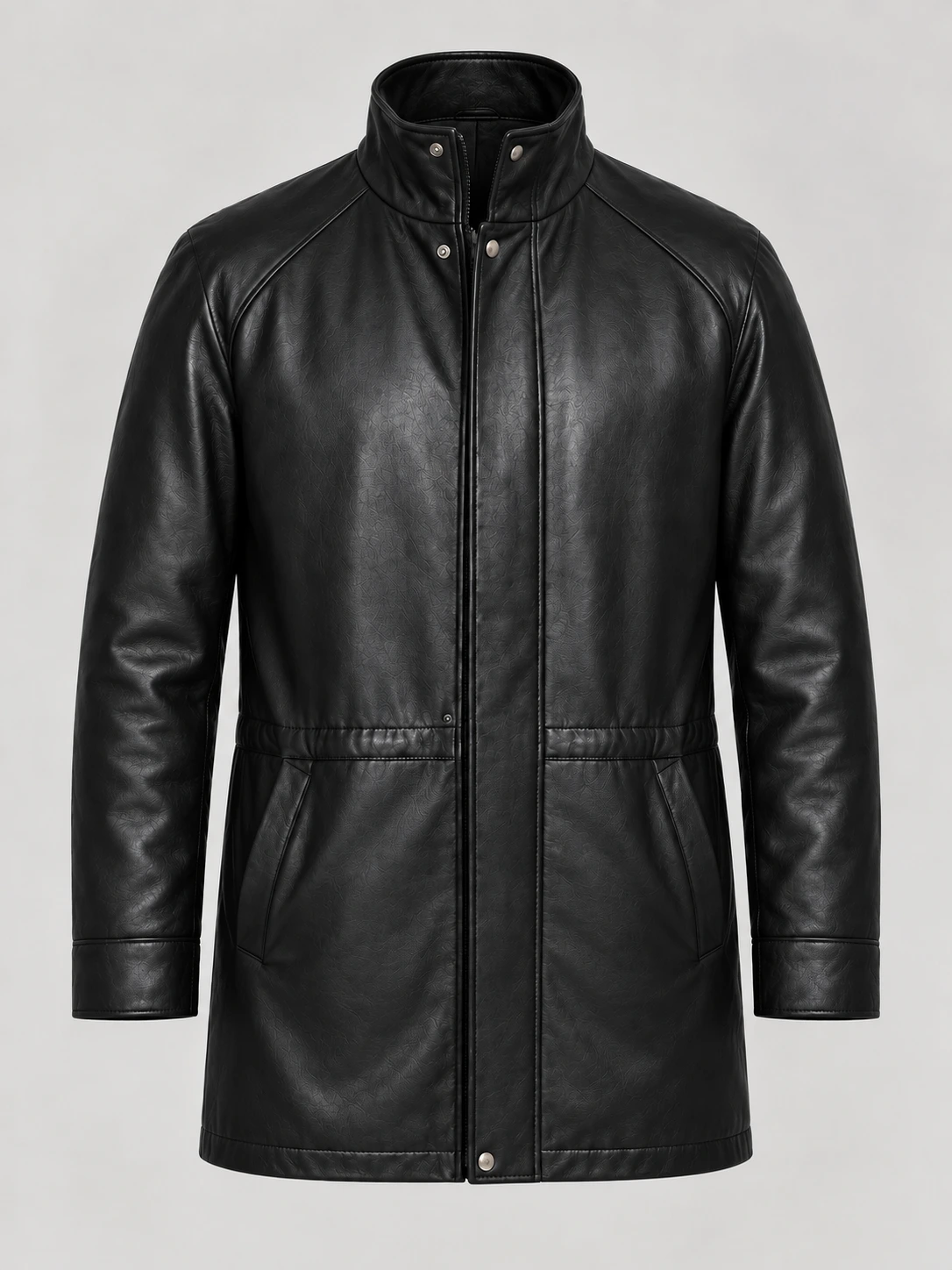 Men's Black Classic leather Car Coat