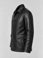 Men's  Black Premium Four Button Car Leather Coat