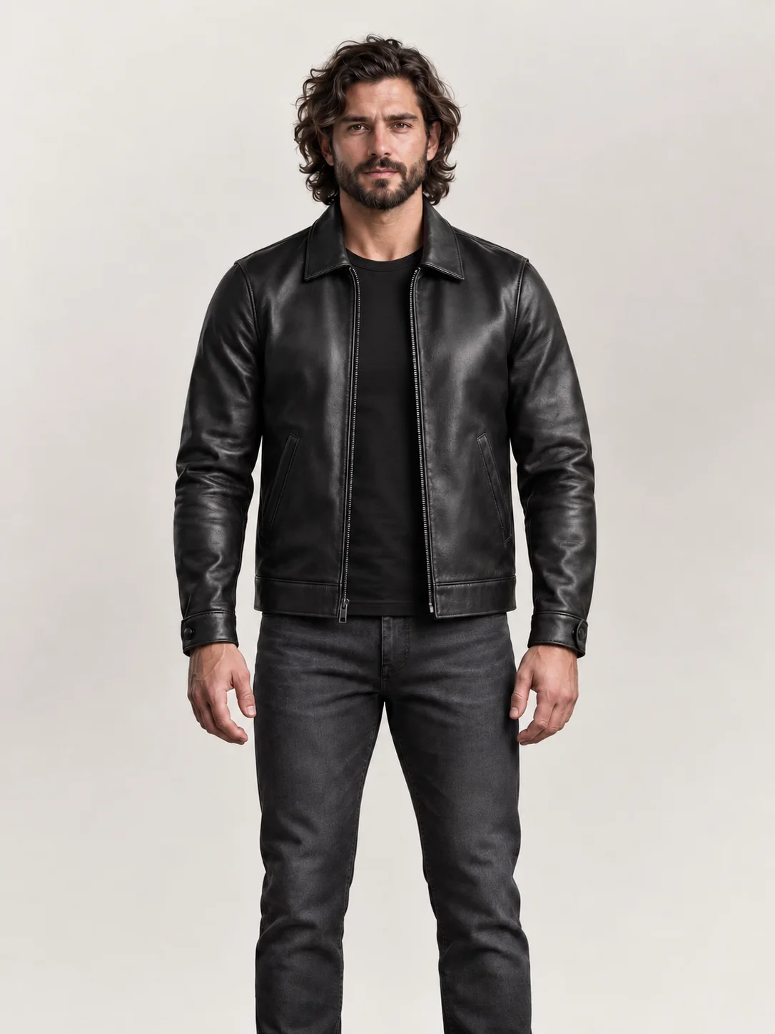 Men's Black Keanu Leather Jacket