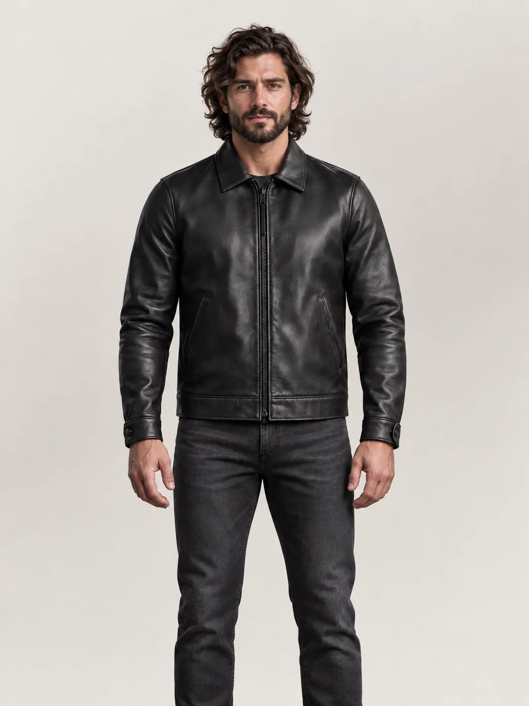 Men's Black Keanu Leather Jacket