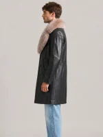 Men's Trench 3/4 Black Leather Peacoat